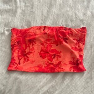 Princess Polly Red and Orange Floral Tube Top